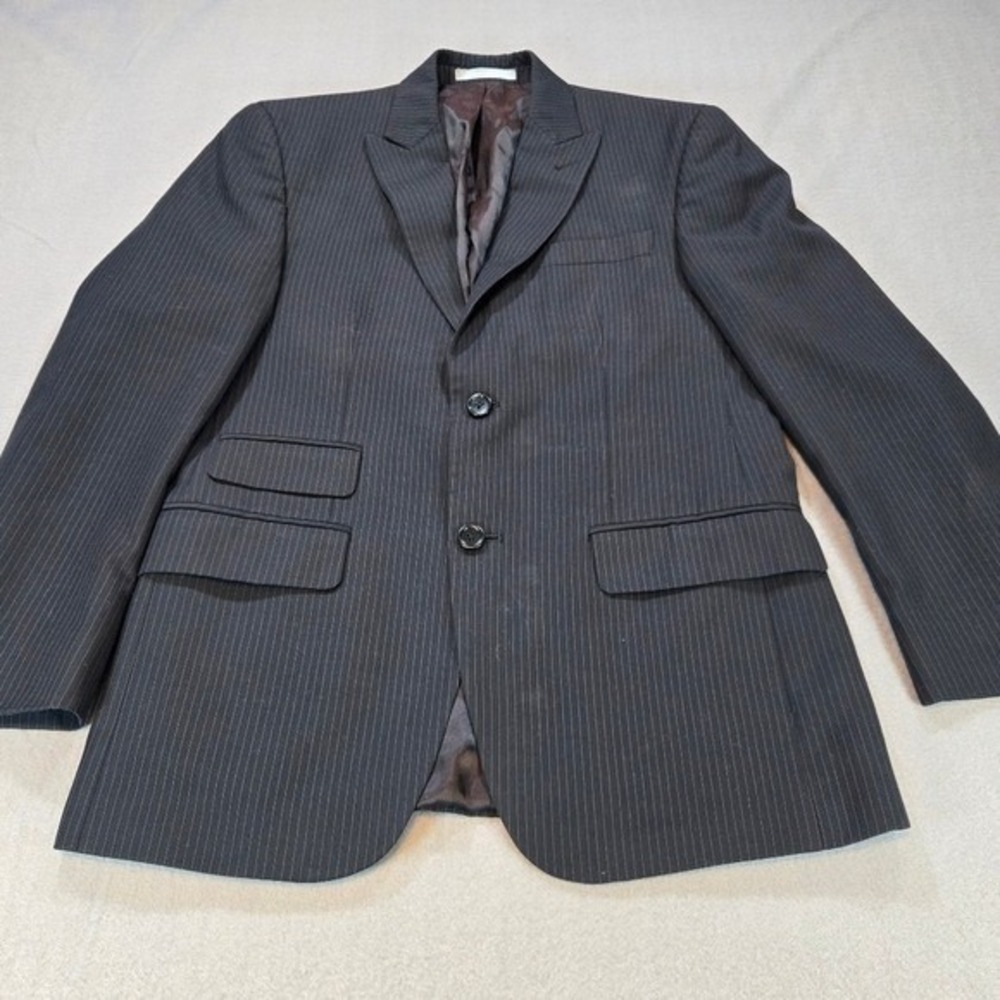 Michael Kors Blazer Mens 36S Black Pinstripe Two Button Suit Jacket Side Vent